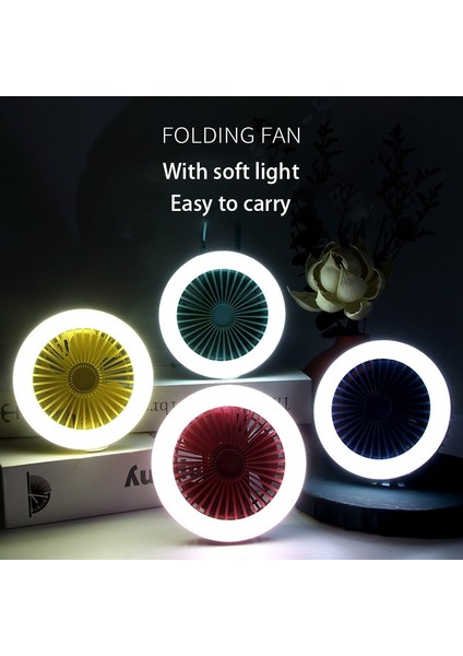 USB Masaüstü Katlanabilir Fan, 3 Hızlı Kişisel Küçük Masa, Sessiz Yumuşak Gece Işığı Ev Ofis Araba Açık Kamp Gezisi Için Uygun (Mavi) (Yurt Dışından) modelleri