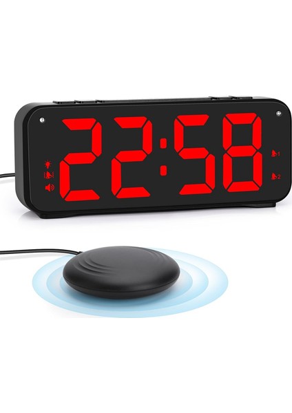 Ağır Uyuyan Yetişkinler Için Yüksek Sesli Çalar Saat, Yatak Çalkalayıcılı Çift Çalar Saat, Yatak Odaları Için, Dimmerli 6,5 Inç Geniş Ekran (Yurt Dışından)