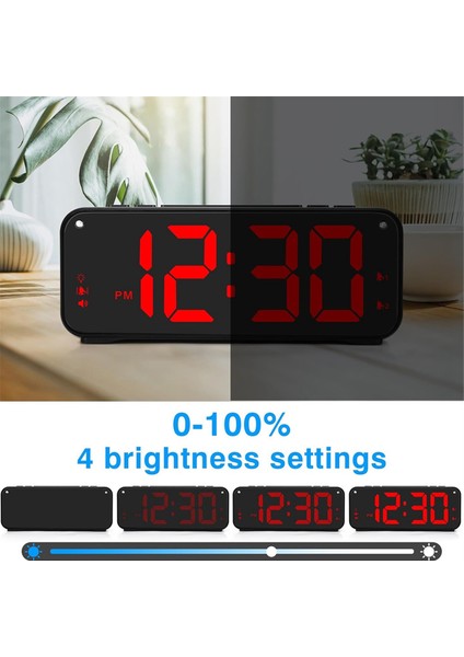 Ağır Uyuyan Yetişkinler Için Yüksek Sesli Çalar Saat, Yatak Çalkalayıcılı Çift Çalar Saat, Yatak Odaları Için, Dimmerli 6,5 Inç Geniş Ekran (Yurt Dışından) fiyatları