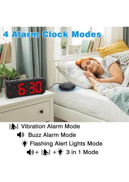 Ağır Uyuyan Yetişkinler Için Yüksek Sesli Çalar Saat, Yatak Çalkalayıcılı Çift Çalar Saat, Yatak Odaları Için, Dimmerli 6,5 Inç Geniş Ekran (Yurt Dışından) modelleri