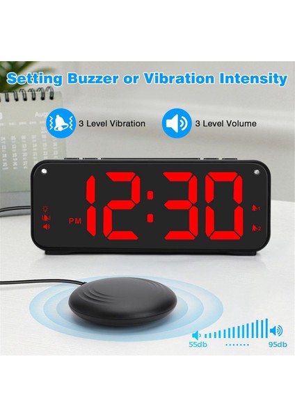 Ağır Uyuyan Yetişkinler Için Yüksek Sesli Çalar Saat, Yatak Çalkalayıcılı Çift Çalar Saat, Yatak Odaları Için, Dimmerli 6,5 Inç Geniş Ekran (Yurt Dışından) fırsatları