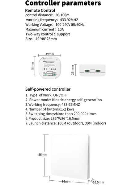 Kablosuz Uzaktan Kumanda Yok RF433MHZ Kendinden Güç Alan Su Geçirmez Işık Anahtarı 85V-240V, 1gang 1 Alıcı (Yurt Dışından) modelleri