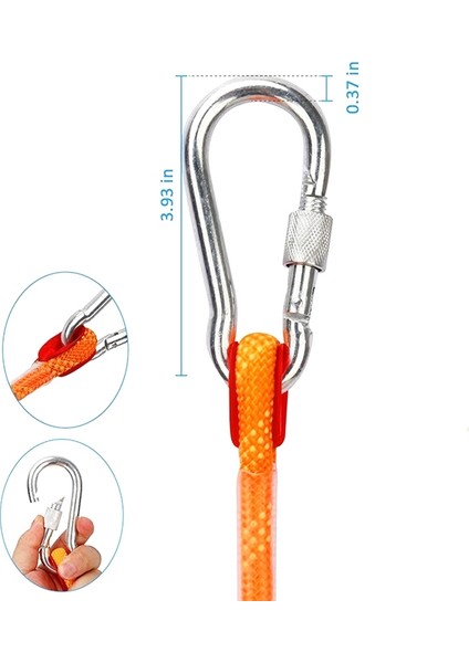 10M Kaya Çapı 12 mm Ağır Hizmet Tipi Ağaç Yangın Kaçış Emniyet Halatı 2 Karabina ile Rappelling Balıkçılık Kamp Yürüyüş ve Dağcılık ile Uyumlu (Yurt Dışından)