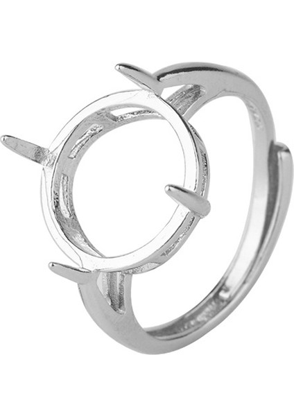 Gümüş Renk Ayarlanabilir Boş Halka Tabanı Fit Cam Cabochons Cameo Ayarı Dıy Yüzük Takı Yapımı Aksesuarları 6 mm (Yurt Dışından)