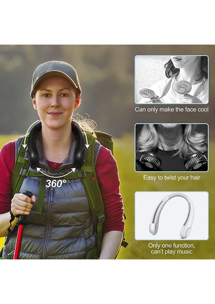 Bluetooth Boyun Fanı, Taşınabilir Fan + Çift Hoparlörler Spor, Seyahat, Pembe Için Kişisel Klima (Yurt Dışından)