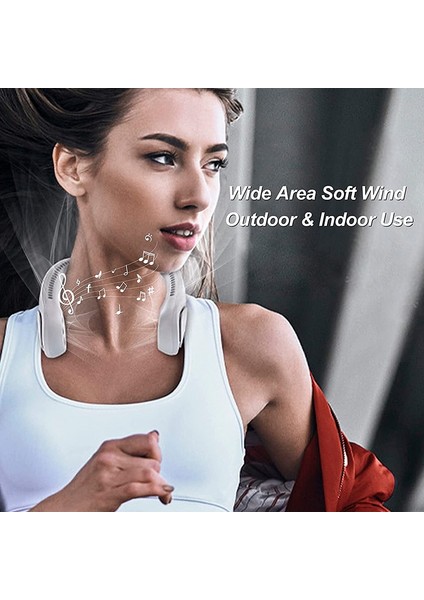 Bluetooth Boyun Fanı, Taşınabilir Fan + Çift Hoparlörler Spor, Seyahat, Pembe Için Kişisel Klima (Yurt Dışından)