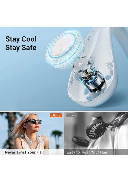 Bluetooth Boyun Fanı, Taşınabilir Fan + Çift Hoparlörler Spor, Seyahat, Pembe Için Kişisel Klima (Yurt Dışından)