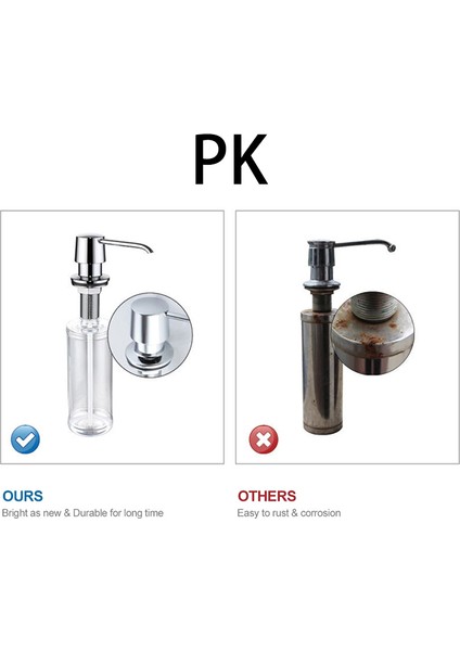 Avrupa Mutfak Lavabo Tezgah Sabunluk Dahili El Sabunu Dispenseri Bakır Pompa 320 ml Büyük Kapasiteli Şişe (Yurt Dışından)
