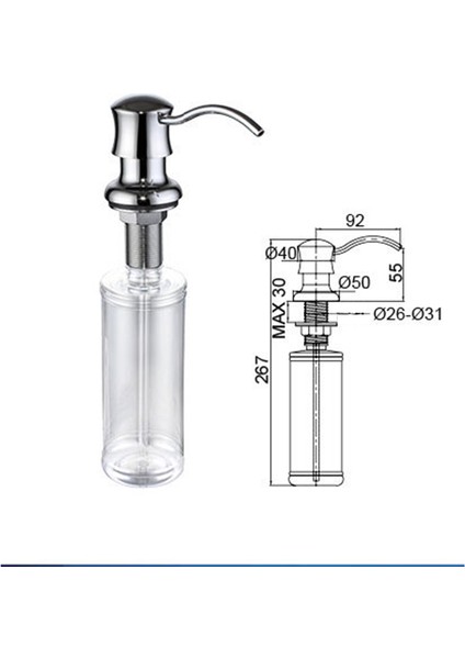 Avrupa Mutfak Lavabo Tezgah Sabunluk Dahili El Sabunu Dispenseri Bakır Pompa 320 ml Büyük Kapasiteli Şişe (Yurt Dışından)