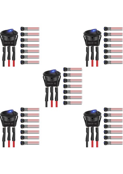 16 Adet 12V 20A Yuvarlak Mavi Geçiş LED Rocker Anahtarı Açma-Kapama Kontrolü Spst 3pins 12V Araba Kamyon Tekne Için 24 Adet Teller (Yurt Dışından)