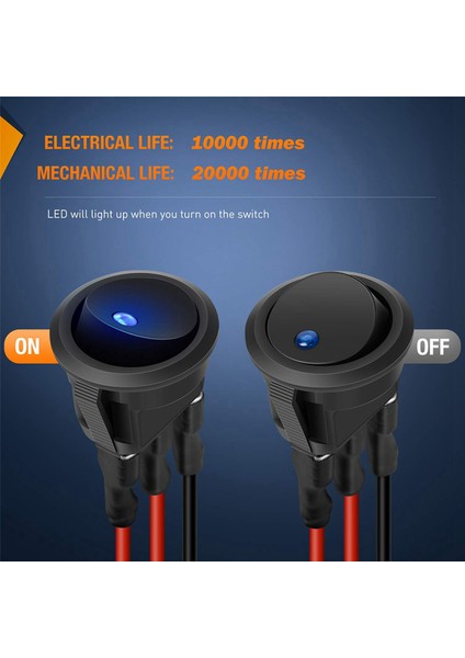16 Adet 12V 20A Yuvarlak Mavi Geçiş LED Rocker Anahtarı Açma-Kapama Kontrolü Spst 3pins 12V Araba Kamyon Tekne Için 24 Adet Teller (Yurt Dışından)
