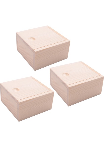 3x Küçük Düz Ahşap Saklama Kutusu Kasa Mücevherat Için Küçük Araçlar Hediye Ahşap Renk (Yurt Dışından)