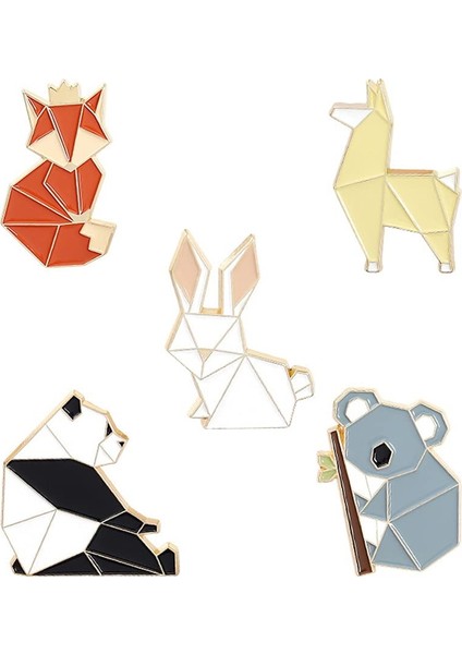 5 Adet Hayvan Emaye Pimleri Seti Karikatür Tilki Panda Koala Alpaka Tavşan Yaka Pin Broş Rozetleri Sırt Çantaları Için Ceketler (Yurt Dışından)