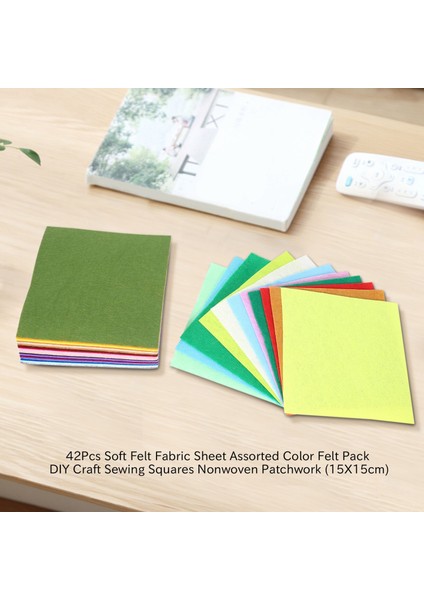 42 Adet Yumuşak Keçe Kumaş Levha Çeşitli Renk Keçe Paketi Dıy Zanaat Dikiş Kareler Nonwoven Patchwork (15X15 Cm) (Yurt Dışından)