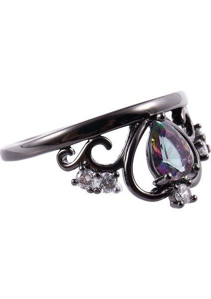 Prenses Taç Kalp Beyaz Ateş Opal Zirkon Yüzük Gökkuşağı Boyutu 8 (Yurt Dışından) fırsatları