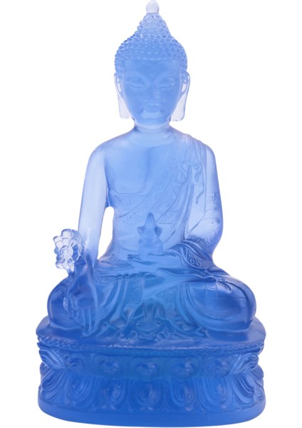 Tibet Tıbbı Buda Heykeli, Saydam Reçine Buda Heykeli Meditasyon Dekor Manevi Dekor Koleksiyon-Mavi (Yurt Dışından)