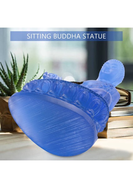 Tibet Tıbbı Buda Heykeli, Saydam Reçine Buda Heykeli Meditasyon Dekor Manevi Dekor Koleksiyon-Mavi (Yurt Dışından)