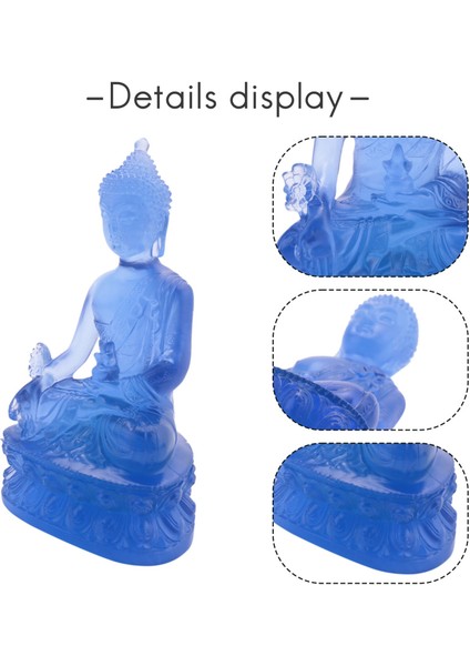 Tibet Tıbbı Buda Heykeli, Saydam Reçine Buda Heykeli Meditasyon Dekor Manevi Dekor Koleksiyon-Mavi (Yurt Dışından)