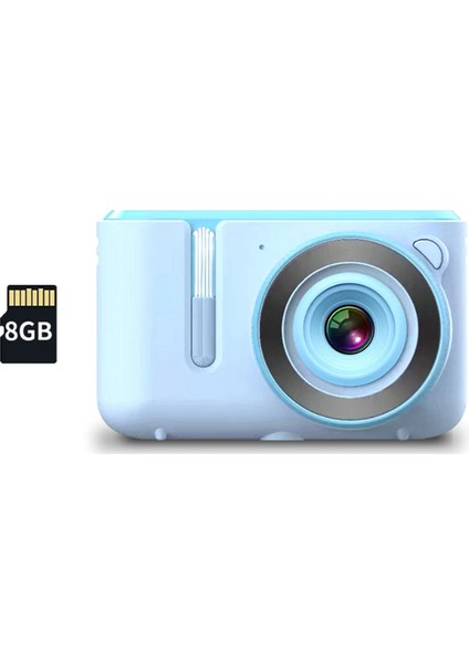 Yeni Çocuk Mini Kamera Çift Selfie Dijital Fotoğraf Kamera Hd 720 P Video USB Şarj Renkli Ekran Çocuklarla Uyumlu Hediye Mavi (Yurt Dışından)