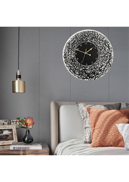 30 cm Ev Dekorasyon Ayna Sanat Kaligrafi Oturma Odaları Dekor Akrilik Duvar Dekor Müslüman Islam Kuvars Duvar Saati-B (Yurt Dışından)