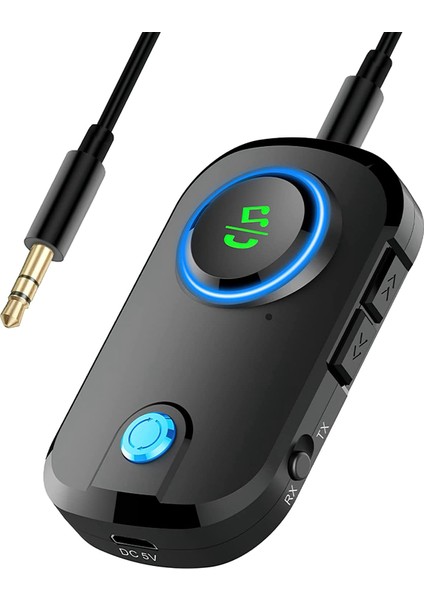 Mikrofonlu Bluetooth Verici Alıcı, Bluetooth 5.0 Kablosuz 3.5mm Aux Ses Adaptörü Düşük Gecikme (Yurt Dışından)