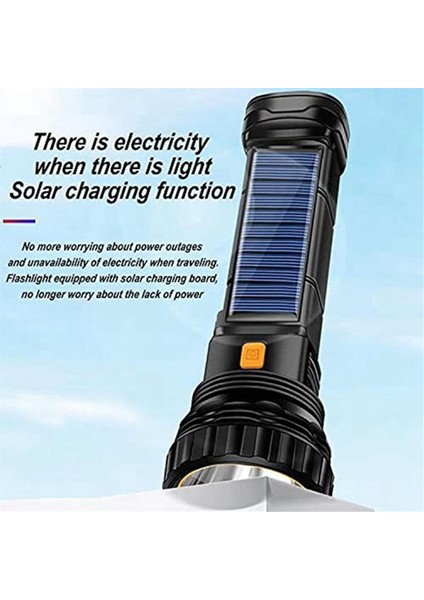 güneş Enerjili/şarj Edilebilir Çok Fonksiyonlu LED El Feneri, Su Geçirmez, Acil Durum Flaş Işığı Ile, USB Şarj Kablosu, Hızlı Şarj (Yurt Dışından) fiyatları