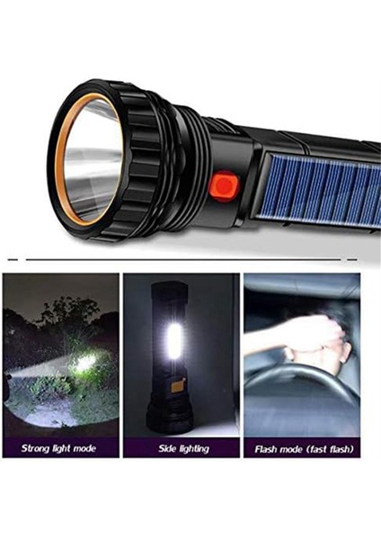 güneş Enerjili/şarj Edilebilir Çok Fonksiyonlu LED El Feneri, Su Geçirmez, Acil Durum Flaş Işığı Ile, USB Şarj Kablosu, Hızlı Şarj (Yurt Dışından) indirimleri
