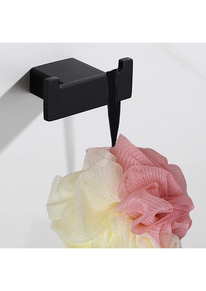 Banyo Için Çift Havlu Kancası, Paslanmaz Çelik Banyo Robe Kancası Duvara Montaj, Kare Kanca Mat Siyah, 2'li Paket (Yurt Dışından) fırsatları