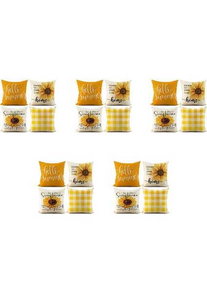 Yaz Yastık Kılıfları 18X18 20 Set Çiftlik Evi Atmak Yastıklar Yaz Süslemeleri Buffalo Ayçiçeği Yastık Kılıfı (Yurt Dışından)