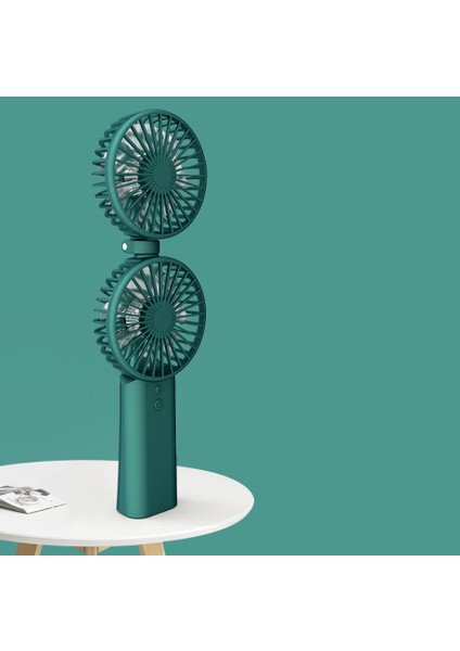 Yaz Soğutucu Taşınabilir Fan El USB Şarj Edilebilir Mini Çift Kafa Katlanır Seyahat Açık Ev Ofis Hayranları, Yeşil (Yurt Dışından)