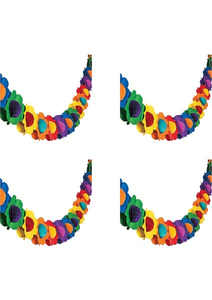4x Kağıt Garland Süslemeleri, Meksika Banner Hibiscus Garland Çiçek Banner Tropikal Kağıt Çiçekler Parti Süslemeleri (Yurt Dışından)