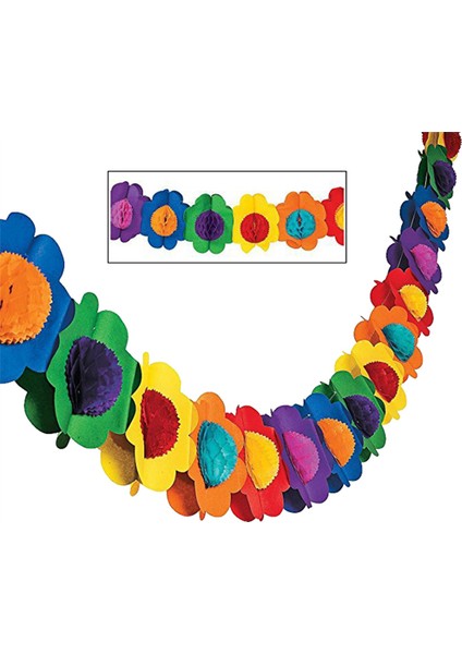 4x Kağıt Garland Süslemeleri, Meksika Banner Hibiscus Garland Çiçek Banner Tropikal Kağıt Çiçekler Parti Süslemeleri (Yurt Dışından)