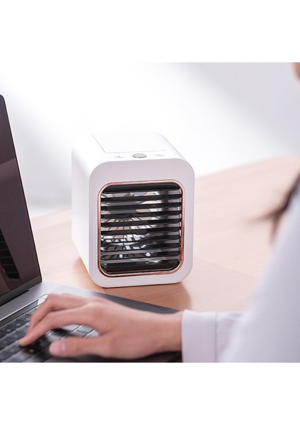 USB Masa Mini Fan Taşınabilir Hava Soğutucu Masaüstü Ofis Yatak Odası Için Soğutma Sessiz Nemlendirici, Beyaz (Yurt Dışından)