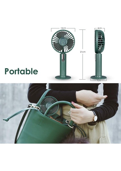 Taşınabilir Mini Fan,elde Şarj Edilebilir USB Fan,kişisel Fan Masaüstü / Ofis Için El Isısı,açık Hava Yeşil (Yurt Dışından)