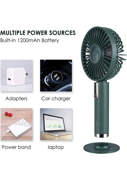 Taşınabilir Mini Fan,elde Şarj Edilebilir USB Fan,kişisel Fan Masaüstü / Ofis Için El Isısı,açık Hava Yeşil (Yurt Dışından)