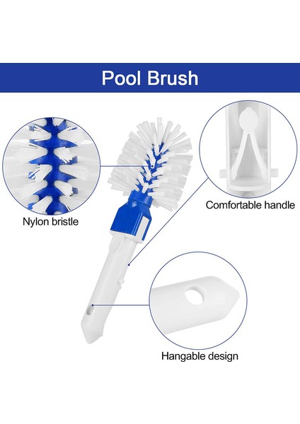 Havuz Temizleme Kiti, 3 Adet Taşınabilir Spa Sıcak Küvet Yüzme Havuzu Aksesuarları Yaprak Skimmer Net, Fırça, Scrubber (Yurt Dışından)