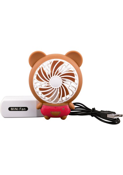 El Mini Fan Karikatür Hayvan Ayı USB Katlanabilir Taşınabilir Şarj Edilebilir Fan (Kırmızı) (Yurt Dışından)