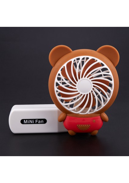 El Mini Fan Karikatür Hayvan Ayı USB Katlanabilir Taşınabilir Şarj Edilebilir Fan (Kırmızı) (Yurt Dışından)