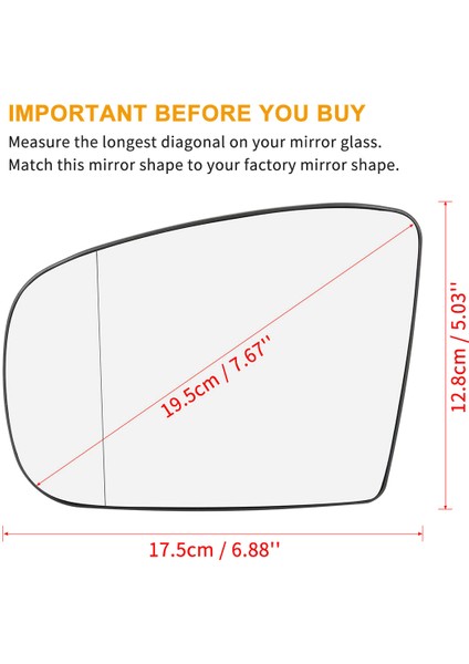 Çift Yan Ayna Camı Isıtmalı Destek Plakalı Sol Sol ve Sağ Sağ W163 ML320 ML350 ML500 1998-2005 ile Uyumlu (Yurt Dışından) modelleri