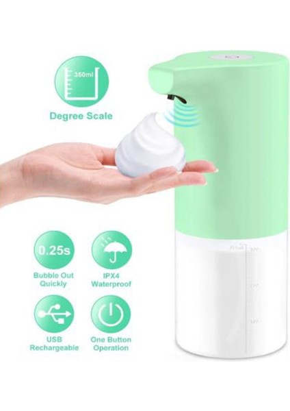 Sabunluk, Otomatik Yıkama El Dispenseri Fotoselli Püskürtme Makinesi Sensörü Basın Sabunluk 350ML, Yeşil (Yurt Dışından)
