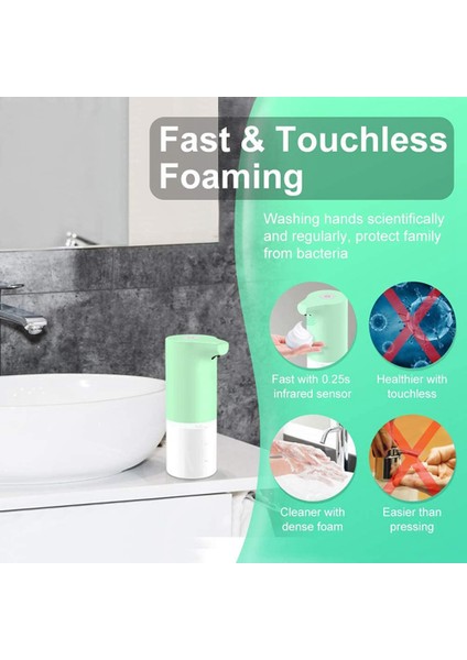 Sabunluk, Otomatik Yıkama El Dispenseri Fotoselli Püskürtme Makinesi Sensörü Basın Sabunluk 350ML, Yeşil (Yurt Dışından)