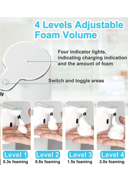 Otomatik Sıvı Sabunluk, 13.5OZ/400ML Duvara Monte Sabunluk, USB Şarj Edilebilir, Fotoselli El ve Bulaşık Sabunu A (Yurt Dışından) modelleri