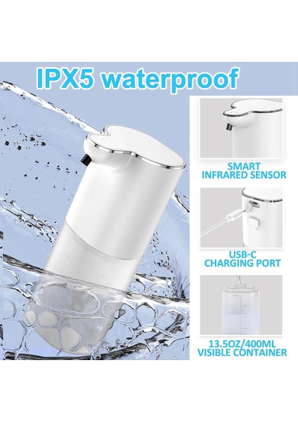 Otomatik Sıvı Sabunluk, 13.5OZ/400ML Duvara Monte Sabunluk, USB Şarj Edilebilir, Fotoselli El ve Bulaşık Sabunu A (Yurt Dışından) fırsatları