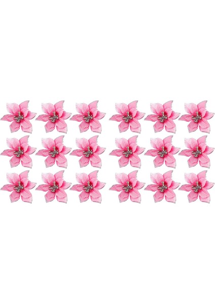 100 Paket Glitter Atatürk Çiçeği Yılbaşı Ağacı Süsleri 5 Inç Yapay Ipek Çiçekler Dekor Çelenk Garland (Pembe) Seçtikleri (Yurt Dışından)