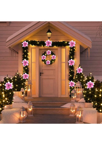 100 Paket Glitter Atatürk Çiçeği Yılbaşı Ağacı Süsleri 5 Inç Yapay Ipek Çiçekler Dekor Çelenk Garland (Pembe) Seçtikleri (Yurt Dışından) fiyatları