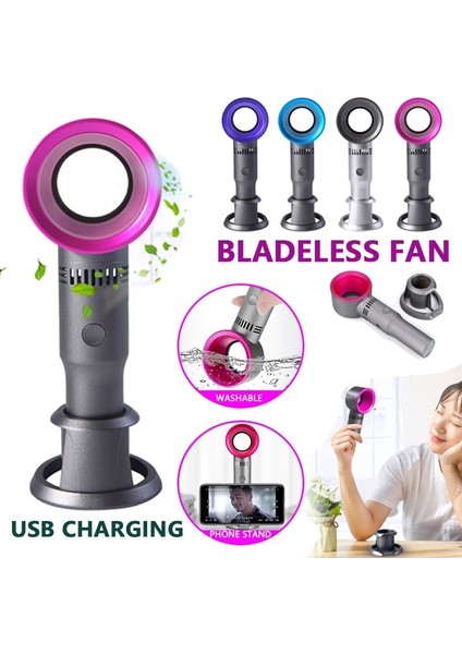 Mini El Bladeless Soğutucu Klima Fanı USB Şarj Elektrikli Fan Yaz Ev Ofis Kırmızı ile Uyumlu (Yurt Dışından) modelleri