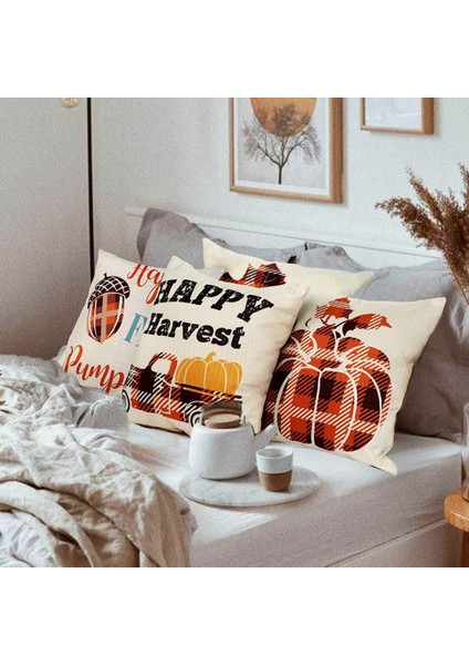 Sonbahar Yastık Kılıfları 18X18 4'lü Set, Sonbahar Dekoru Çiftlik Evi Için, Ev Dekoru Için Kabak Atma Yastıkları (Yurt Dışından)