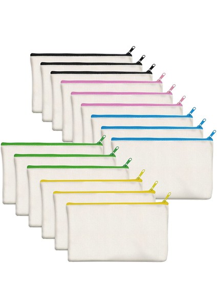 Хранение Продукции,15 Paket Boş Pamuk Kanvas Dıy Zanaat Fermuarlı Çanta Torbalar Kalem Kutusu Makyaj Kozmetik Tuvalet Sabit Depolama (Yurt Dışından)