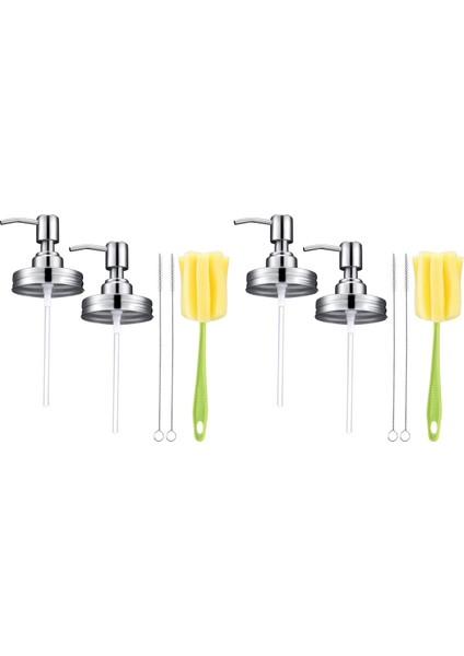 4 Paket Kavanoz Sabunluk Kapakları Seti Paslanmaz Çelik Losyon Dispenser Pompası Sabunluk Kapakları Pas Geçirmez Banyo (Yurt Dışından)