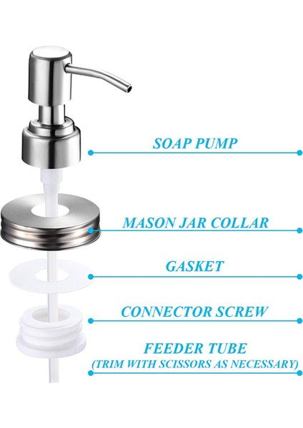 4 Paket Kavanoz Sabunluk Kapakları Seti Paslanmaz Çelik Losyon Dispenser Pompası Sabunluk Kapakları Pas Geçirmez Banyo (Yurt Dışından) modelleri